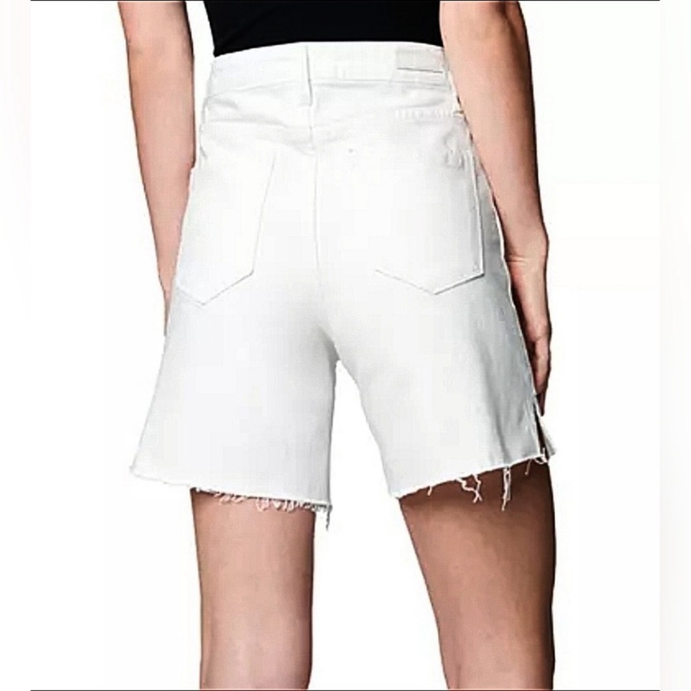 NWT BlankNYC The Warren High Rise Mid Length raw hem shorts, white, Sz 27 - Picture 2 of 8